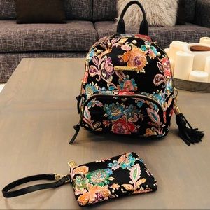 Steve Madden floral backpack with clutch